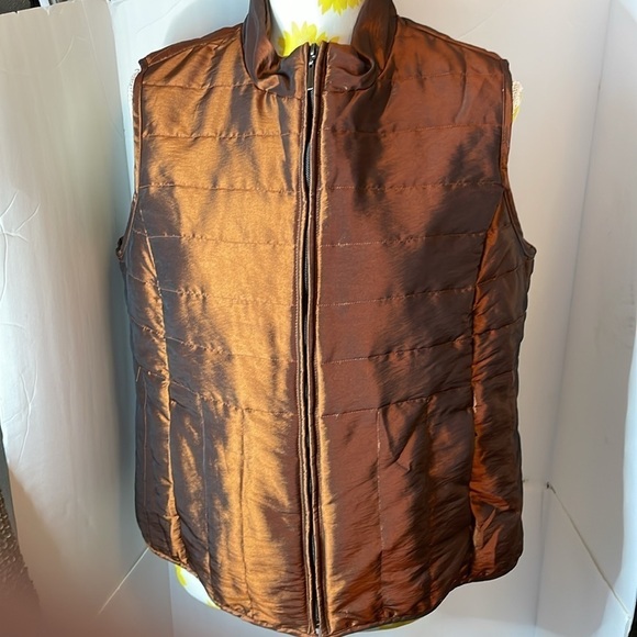 Relativity Brand ~ Lightweight and Warm Zip Up Shiny Vest - Picture 1 of 11